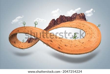 3d illustration of infinity desert off road with clouds or never ending off road design advertisement