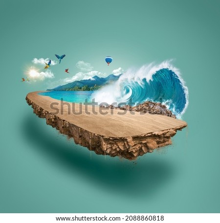 3d illustration of off-road advertisement. tropical beach off-road isolated. Travel and vacation background.  Foto stock © 