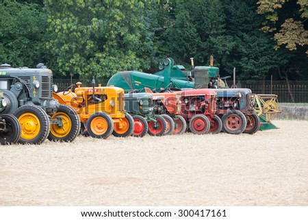 ROSA,ITALY - JULY 05, 2015: Close up of old tractors during a demonstration of old agricultural vehicles