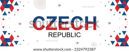Czech Republic nation banner abstract background, flag colors combination, suitable for national celebrations and festivals, red and blue color geometric design with shapes