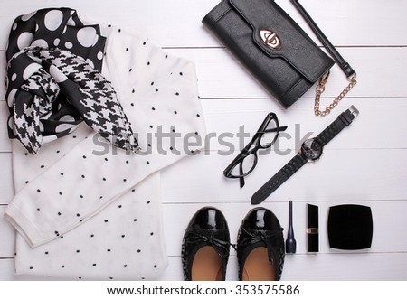 Fashionable Women'S Clothes On A White Background Stock Photo 353575586 ...