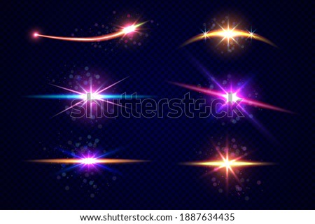 Stars and planet set isolated on transparent background
