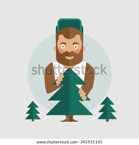 man character sold, selling christmas tree