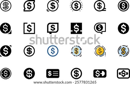 Dollar Sign icon set on white