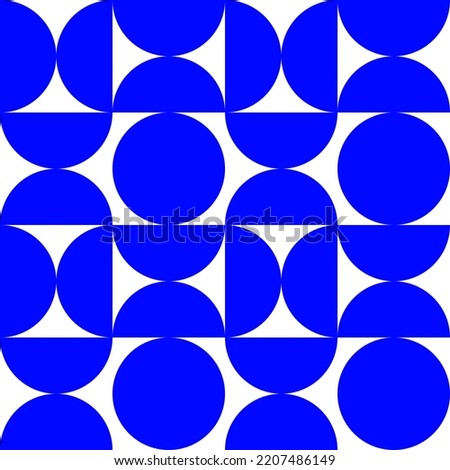 Circle and semicircle pattern.Seamless geometric background.vector shape half circle. Simple abstract circle illustration.Blue circle element on white background.Capsule shaped image