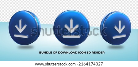 3D render download icon png transparent