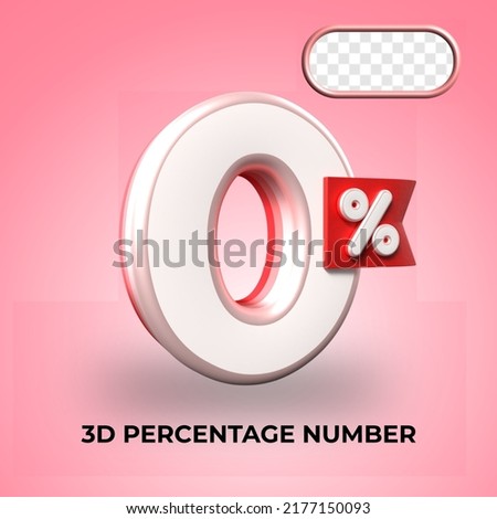 3D render number 0% percentage Red color discount,progress,earning, PNG, transparent
