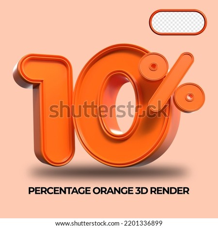 3D Render percentage number 10% for discount process progress Orange color
