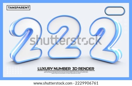 Bundle of 3D render number 2 blue white transparent