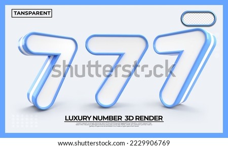Bundle of 3D render number 7 blue white transparent