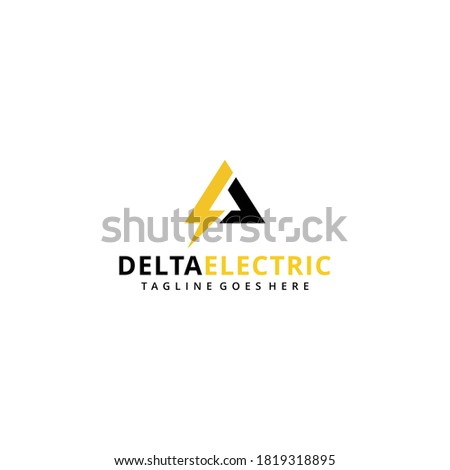 Illustration electric bolt sign with delta triangle logo design template