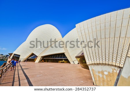 Sydney, Australia - January 23, 2015: Sydney Opera House in a sunny day on January 23, 2015 in Sydney, Australia. The Sydney Opera House is one of the most famous buildings in the world.