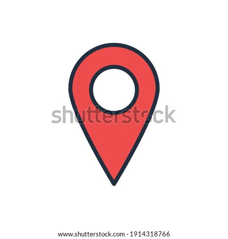 The design of the location pin user interface flat outline color icon pack vector illustration, this vector is suitable for icons, logos, illustrations, stickers, books, covers, etc.