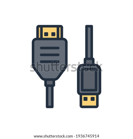 The design of the cable usb to hdmi filled icon vector illustration, this vector is suitable for icons, logos, illustrations, stickers, books, covers, etc.