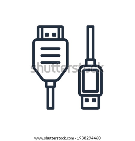 The design of the usb to hdmi cable Outline icon vector illustration, this vector is suitable for icons, logos, illustrations, stickers, books, covers, etc.