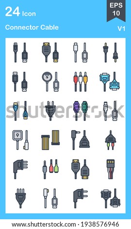The design of the cable filled icon pack vector illustration, this vector is suitable for icons, logos, illustrations, stickers, books, covers, etc.