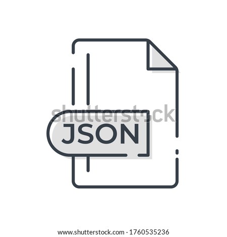 JSON File Format Icon. JSON extension line icon.