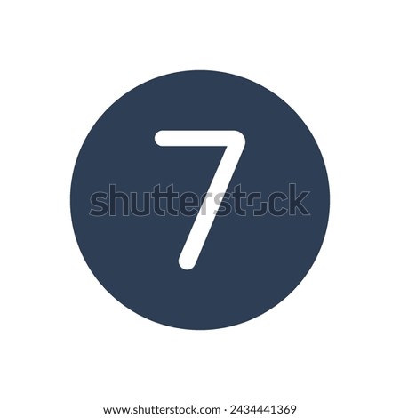 7 Icon Numeric Number inside Circle. Two Icon vector illustration