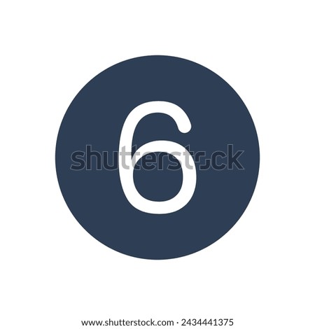 6 Icon Numeric Number inside Circle. Two Icon vector illustration