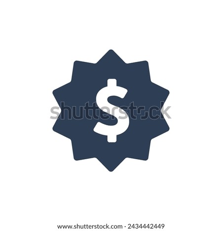 Dollar Badge Icon vector. Dollar Sign Label Icon Badge vector flat style