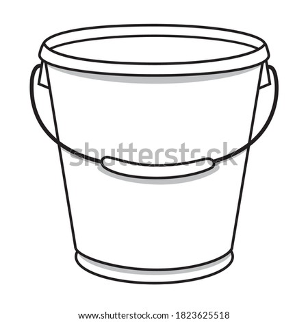 bucket line vector illustration,isolated on white background for education,top view