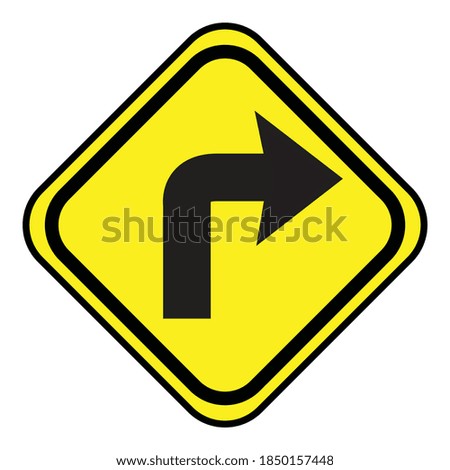 right turn sign symbol vector illustration,isolated on white background,top view