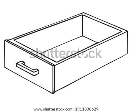 drawer outline vector illustration,
isolated on white background.hand drawing top view