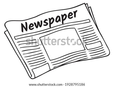 newspaper line vector illustration,
isolated on white background.top view