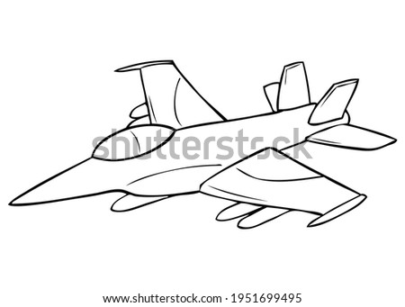 fighter jet line vector illustration,
isolated on white background.top view