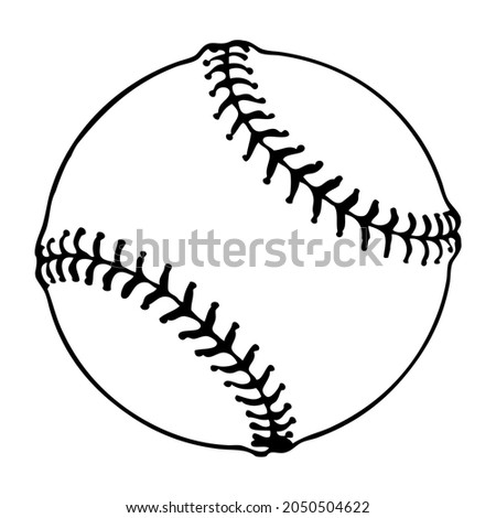 baseball ball line vector illustration,isolated on white background,top view