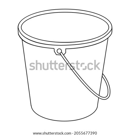 bucket line vector illustration,isolated on white background,top view