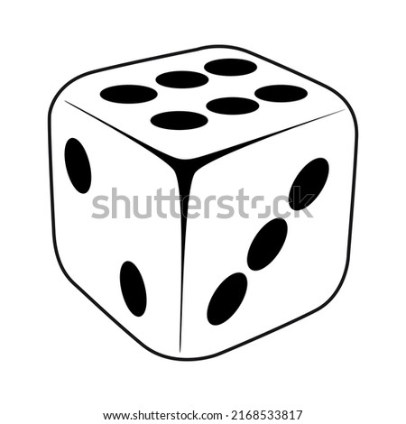 dice outline illustration,isolated on white background,top view