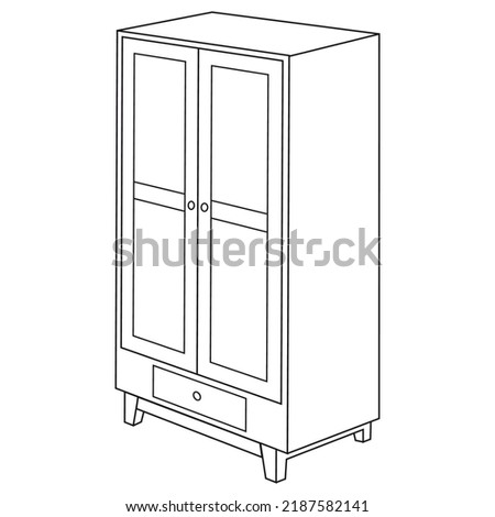 cupboard outline vector illustration,isolated on white background,top view