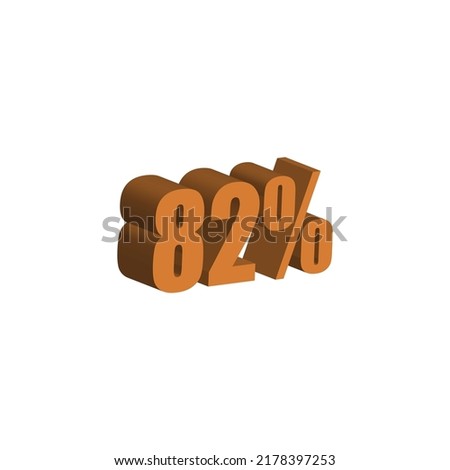 82 percent 3D orange text. 82% 3D text on white background. Eighty-two percent special offer, discount and percentage tag vector