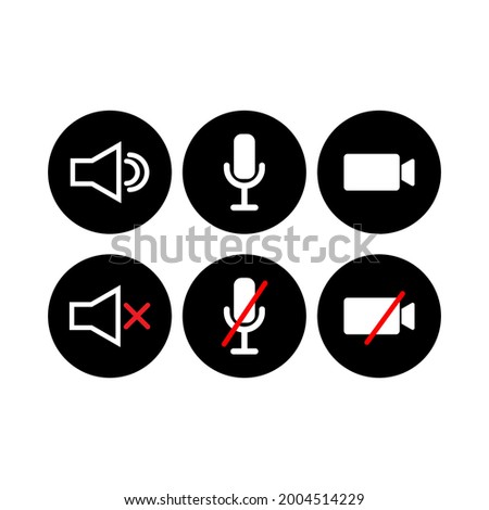 Speaker, Mic and Video Camera related icons. Basic icons for Video Conference, and Video chat.