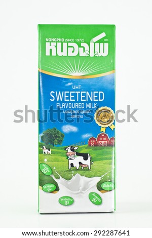 BANGKOK, THAILAND - JUNE 30: NongPho UHT Sweetened Milk  Flavored on June 30, 2015. It is coming from the NONGPHO Dairy Co-Operative LTD that is the biggest farms in Thailand..