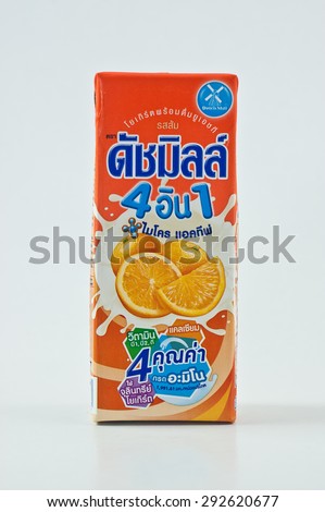 BANGKOK,THAILAND-JUNE 30 :DUCHMILL UHT DRINKIHG YOGHRT ORANGE It Is coming From The Dairy Plus Co., Ltd. on June 30,2015
