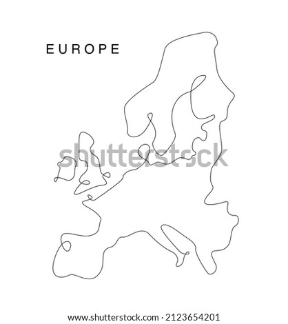 line art europa map. continuous line EU map. vector illustration. single line west states