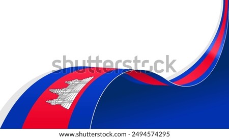 Cambodia flag wave isolated on white background. for national day