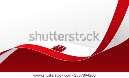 wavy Gibraltar flag vector background with copy space for text. Gibraltar national day