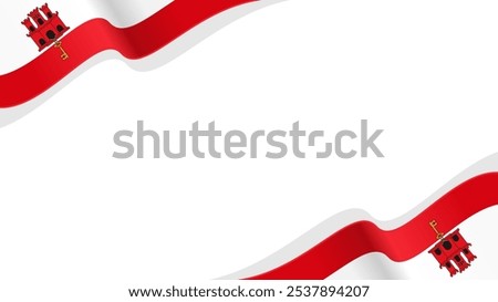 wavy Gibraltar flag vector background with copy space for text. Gibraltar national day