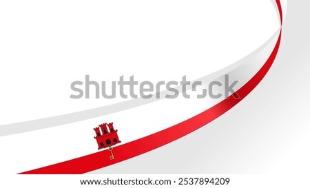 wavy Gibraltar flag vector background with copy space for text. Gibraltar national day