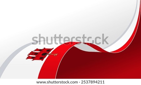 wavy Gibraltar flag vector background with copy space for text. Gibraltar national day