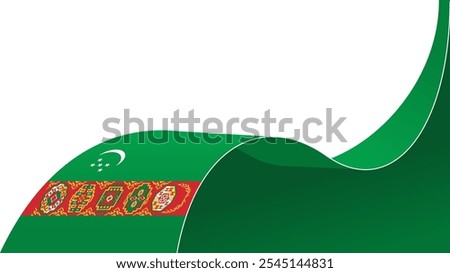 wavy Turkmenistan flag vector background with copy space for text. Turkmenistan national day