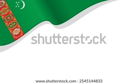 wavy Turkmenistan flag vector background with copy space for text. Turkmenistan national day