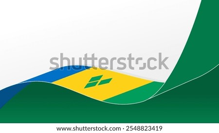 wavy Saint Vincent and Grenadines flag vector background with copy space for text. national day