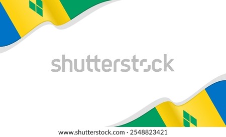 wavy Saint Vincent and Grenadines flag vector background with copy space for text. national day