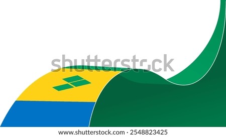 wavy Saint Vincent and Grenadines flag vector background with copy space for text. national day