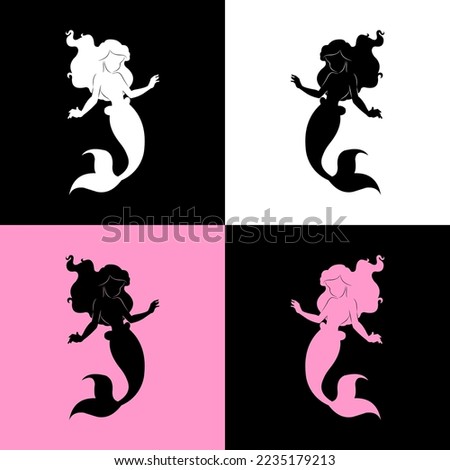 mermaid silhouette vector in 4 different colors