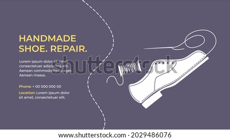 Bootmaker, shoemaker, cobbler business card. Repair shoe, boot, footwear image color. Business card. Tailored handmade bespoke shoe. Сustom shoe atelier, workshop. Flat vector illustration. Isolated.  Stock foto © 